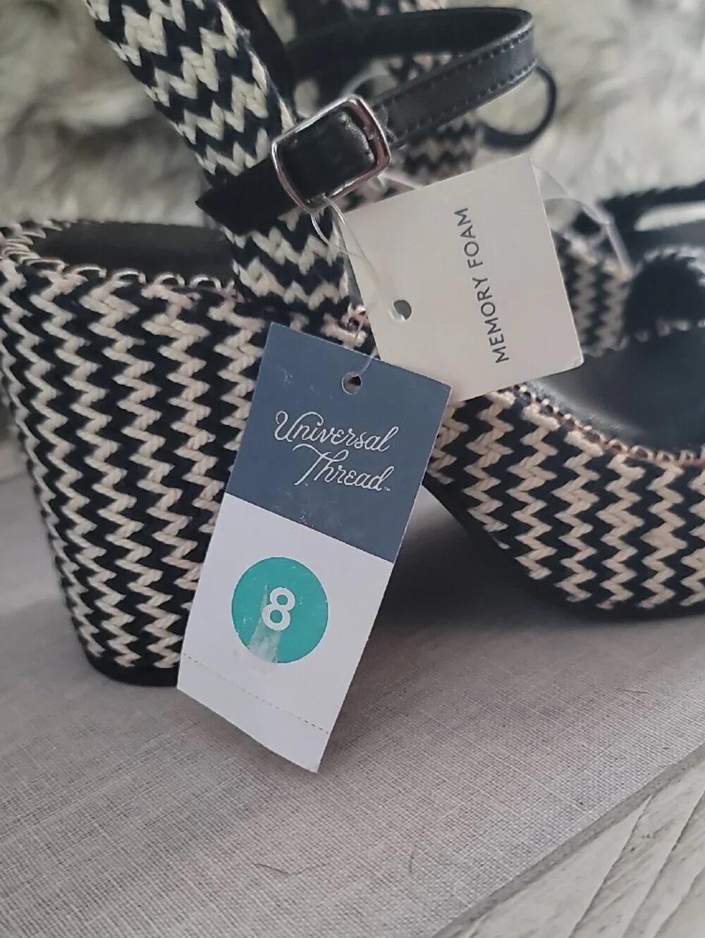 Universal Thread-Target Brand Woven Platform Sandals - Black & Cream